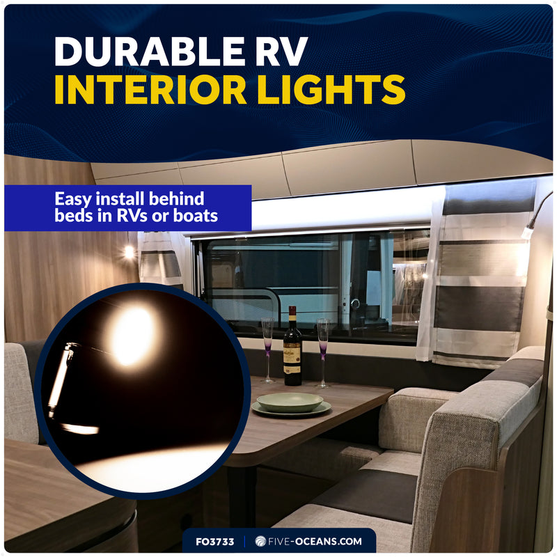 LED Surface-Mount Reading Light, Warm White, High-Quality Chrome Plated Brass, 12-30V - FO3733 - Five Oceans
