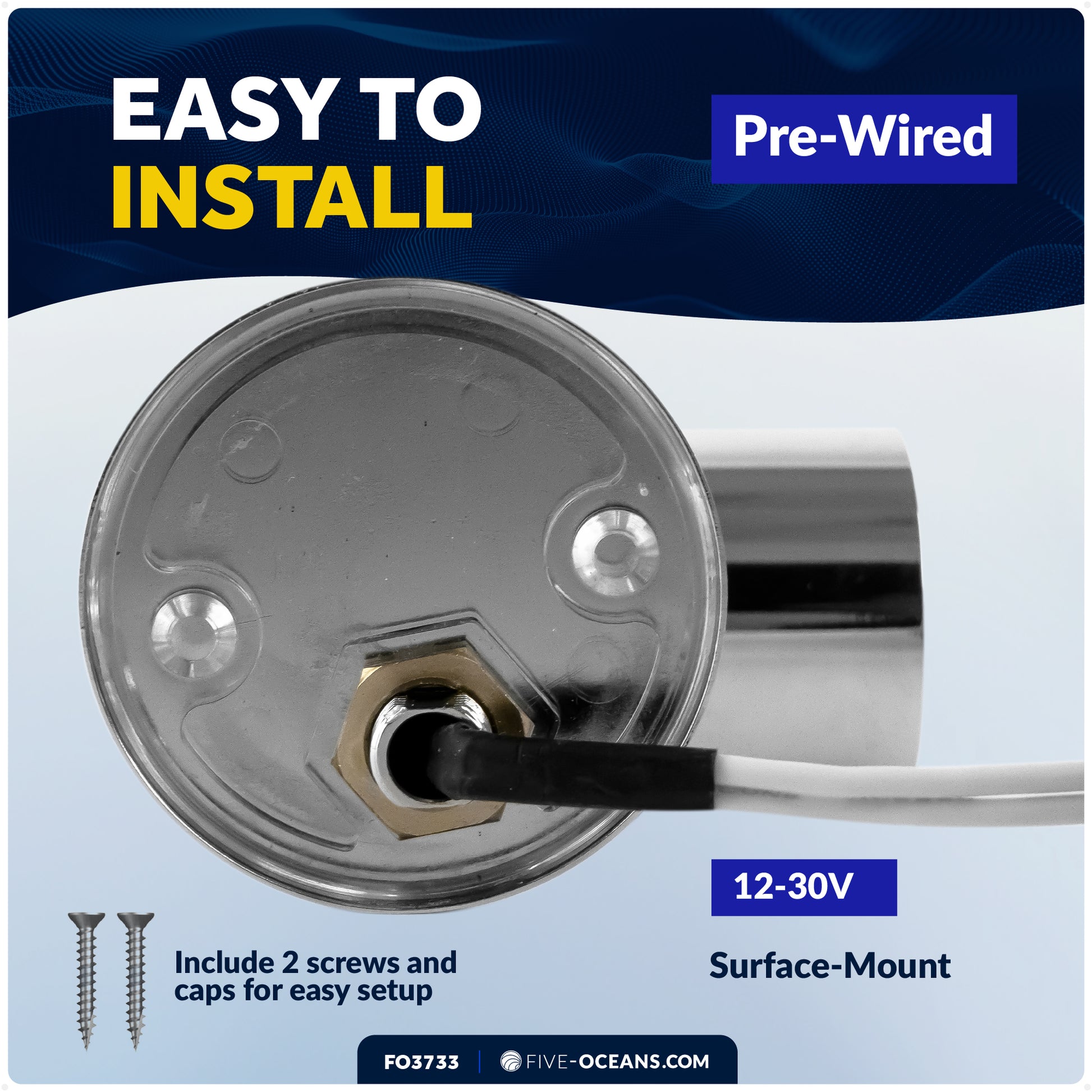 LED Reading Light, Warm White, 52 LM, 12-30V DC - RV, Marine, Camper - FO3733 - Five Oceans