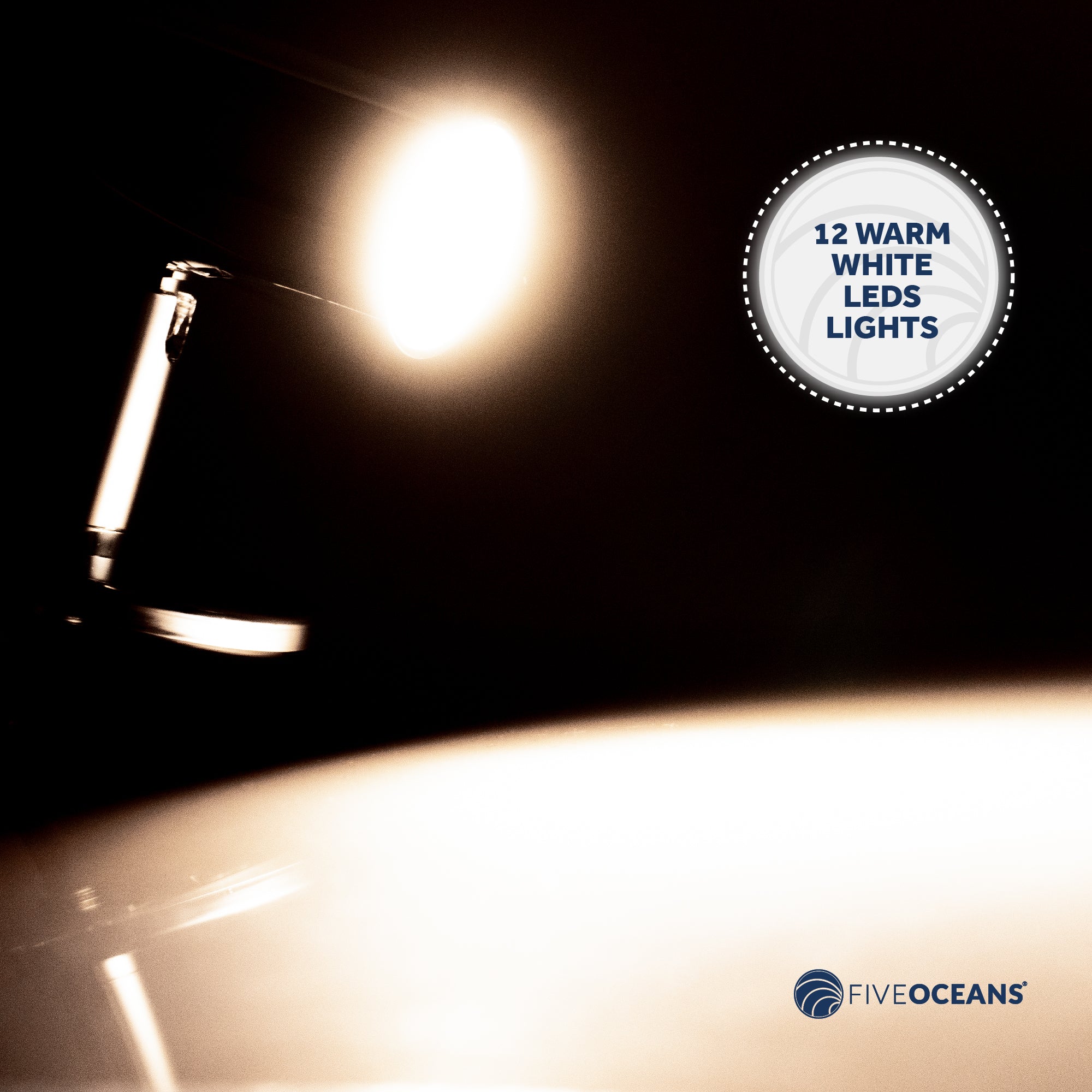 RV LED Reading Light, Warm White, 52 LM, 12-30V DC - FO3733 - Five Oceans