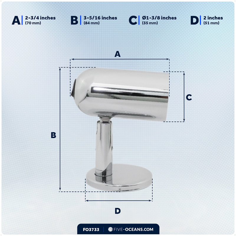 LED Surface-Mount Reading Light, Warm White, High-Quality Chrome Plated Brass, 12-30V - FO3733 - Five Oceans
