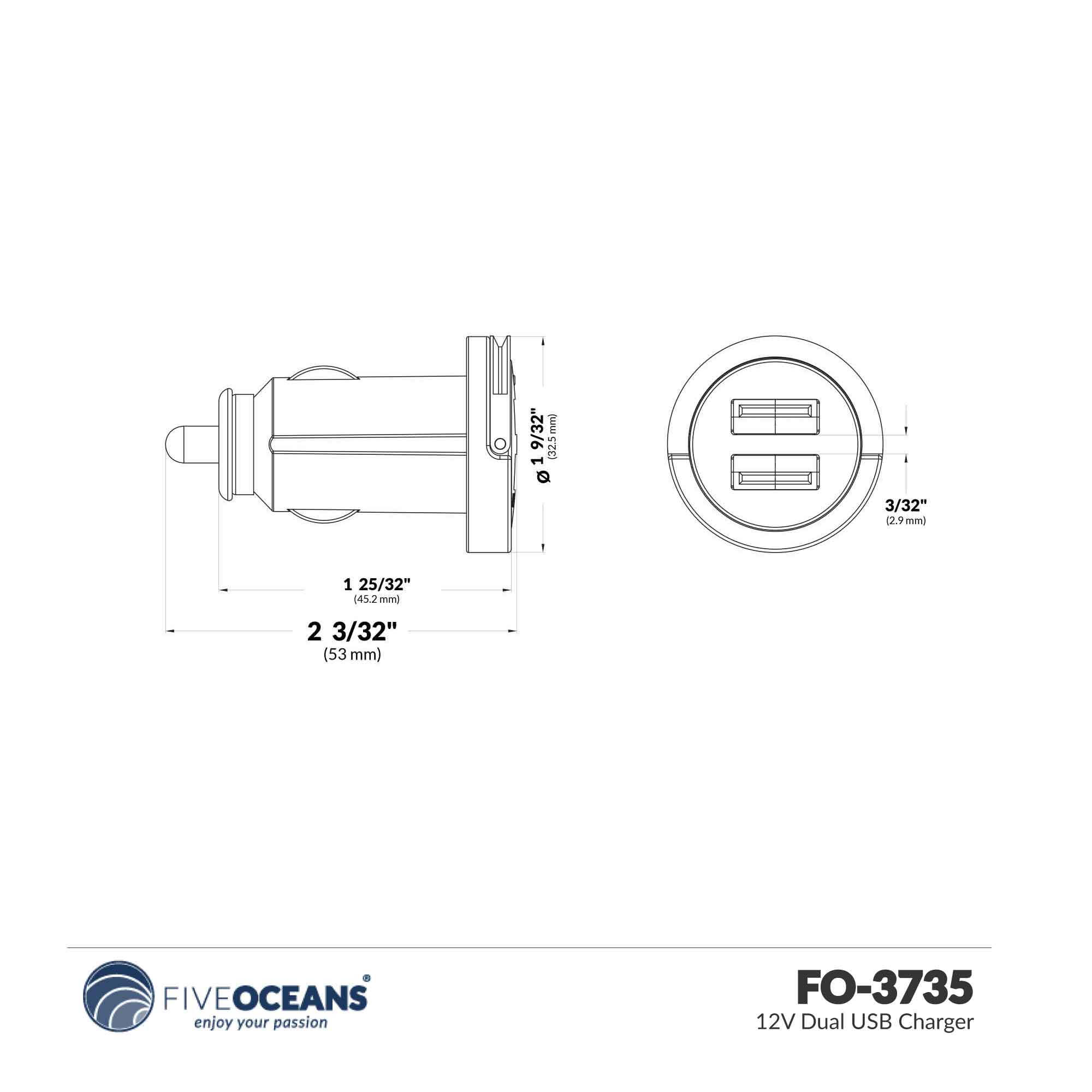 2-Port USB Charger Adapter, 12V - FO3735