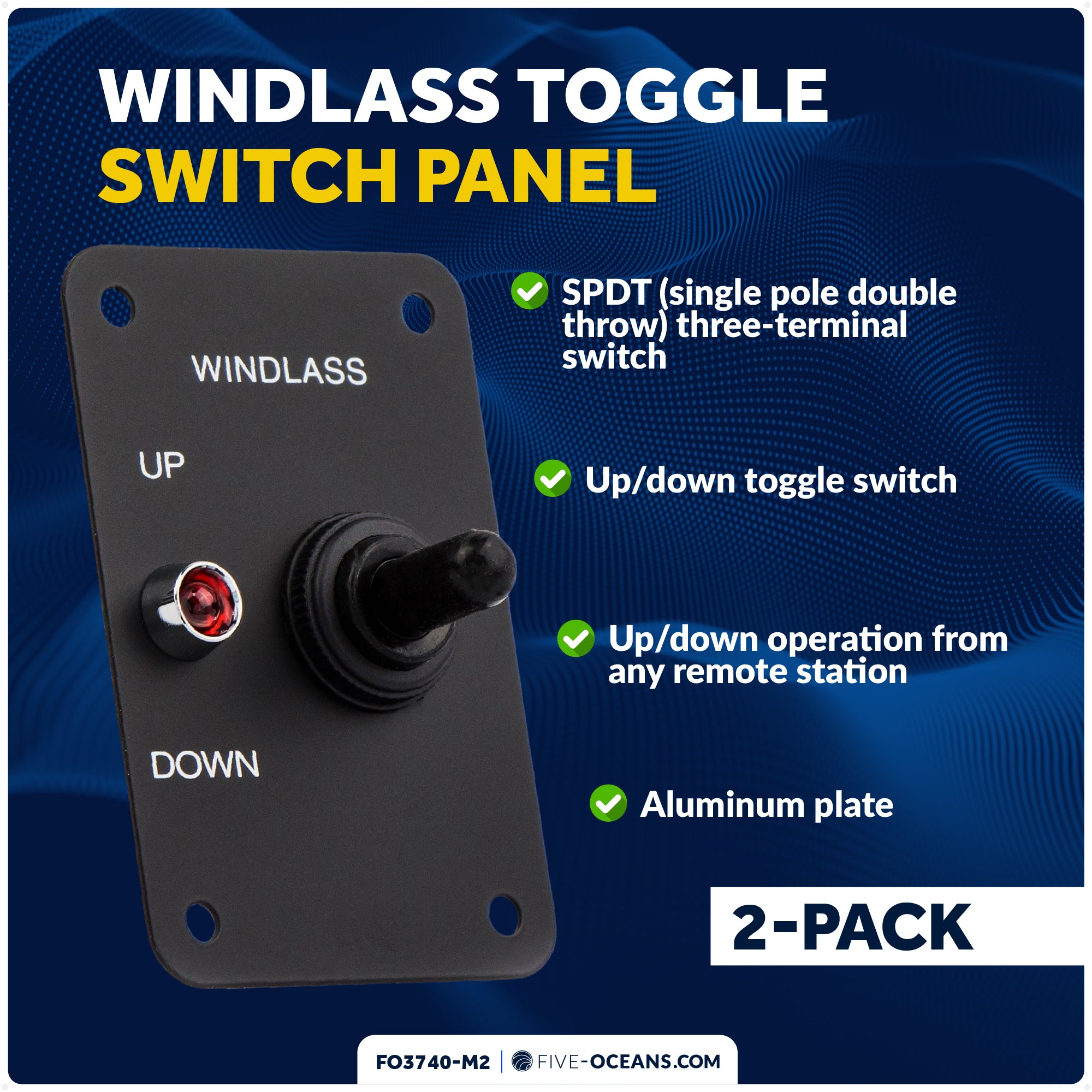 Up/Down Windlass Toggle Switch, 12V, 2-Pack - FO3740-M2