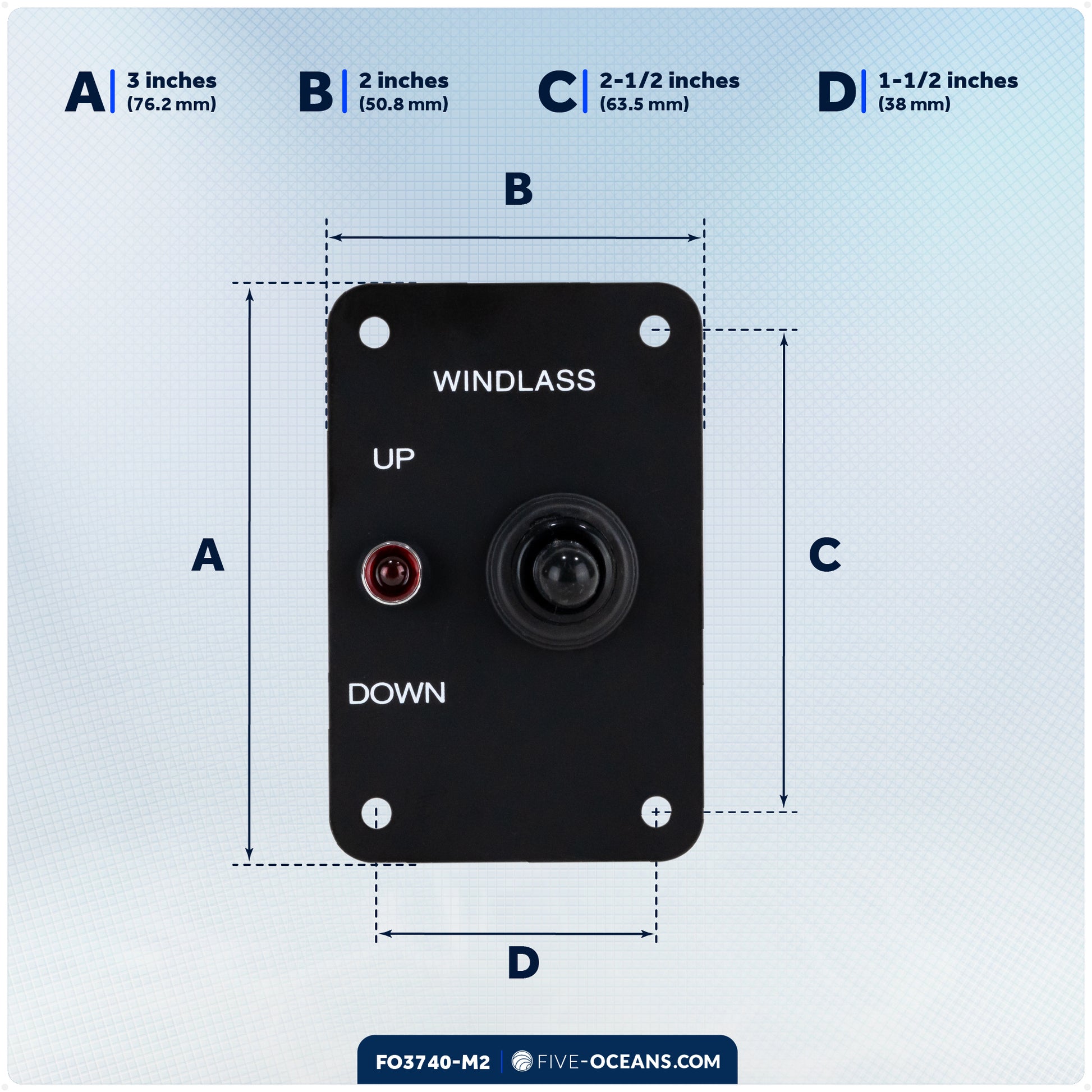 Up/Down Windlass Toggle Switch, 12V, 2-Pack - FO3740-M2 - Five Oceans