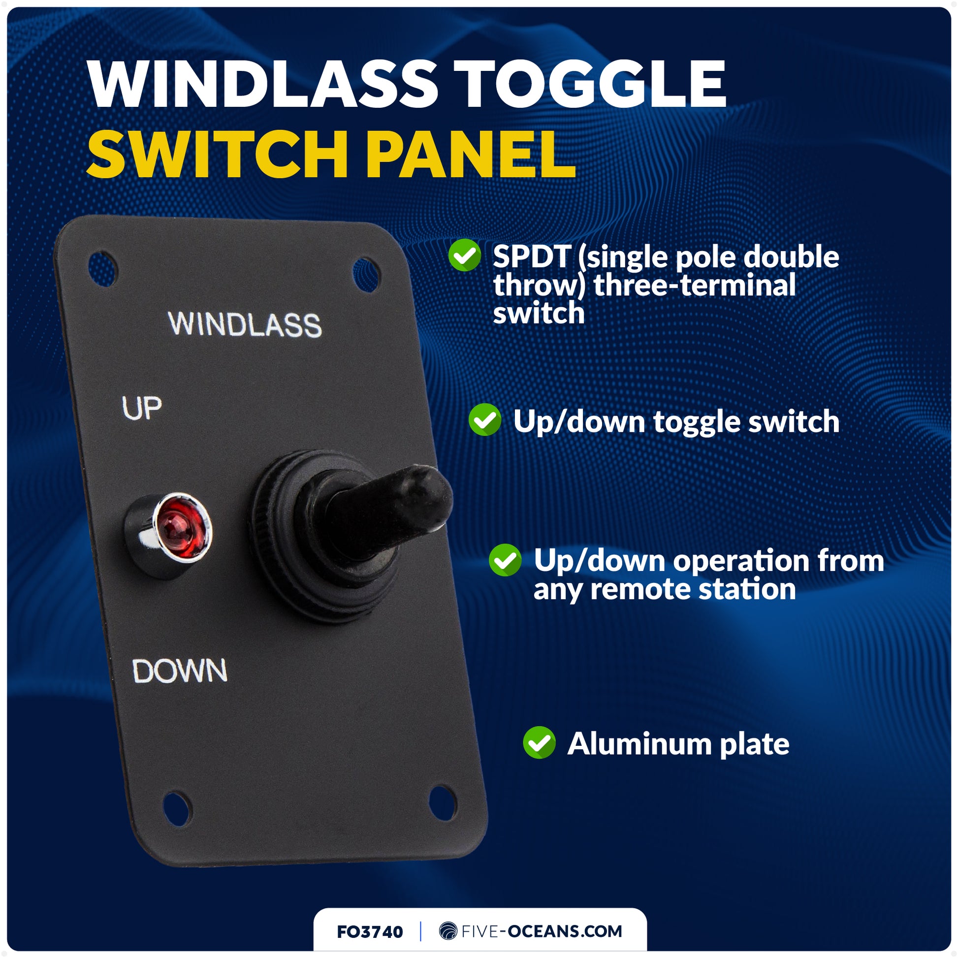 Up/Down Windlass Toggle Switch, 12V - FO3740 - Five Oceans
