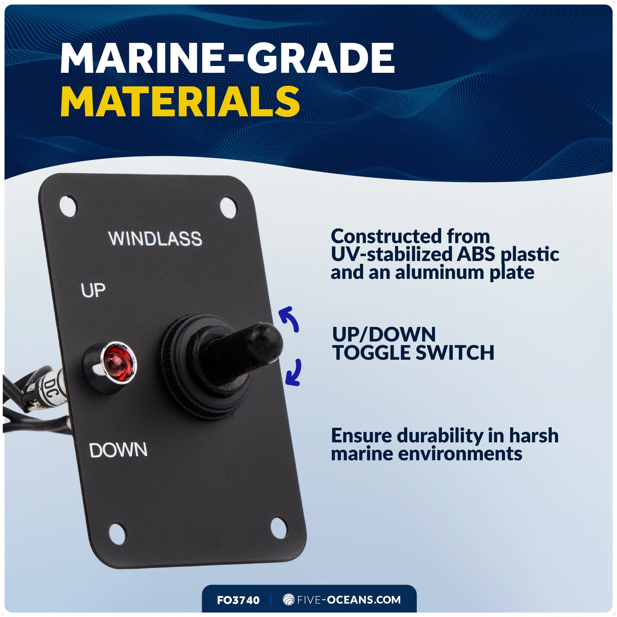 Up/Down Windlass Toggle Switch, 12V - FO3740 - Five Oceans