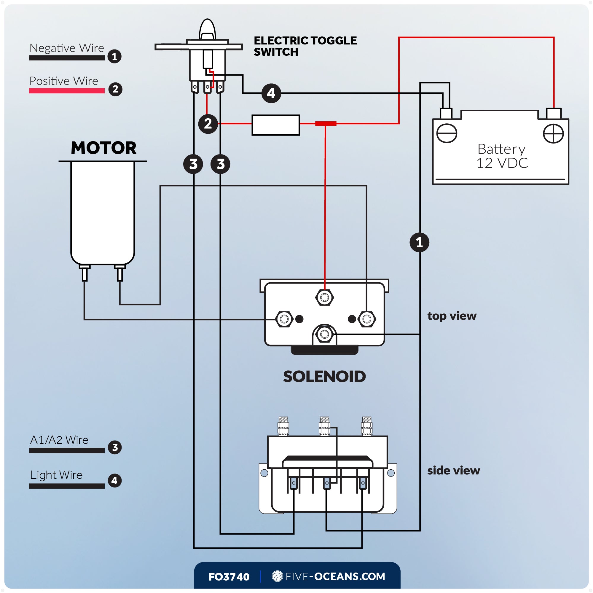 Up/Down Windlass Toggle Switch, 12V - FO3740 - Five Oceans