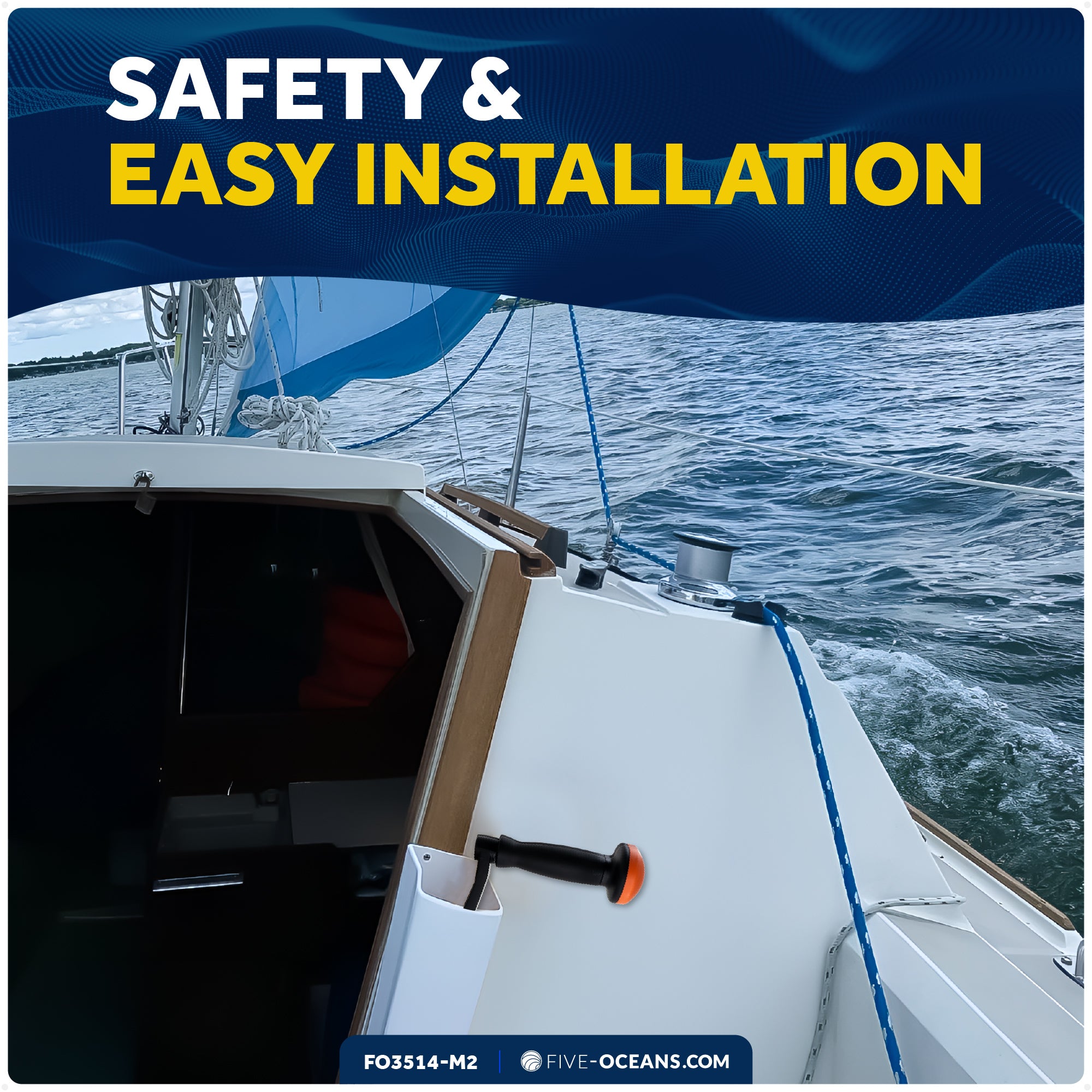 Universal Lock-in Style Winch Handle, 10" Black/Orange, 2-Pack - FO3743-M2 - Five Oceans