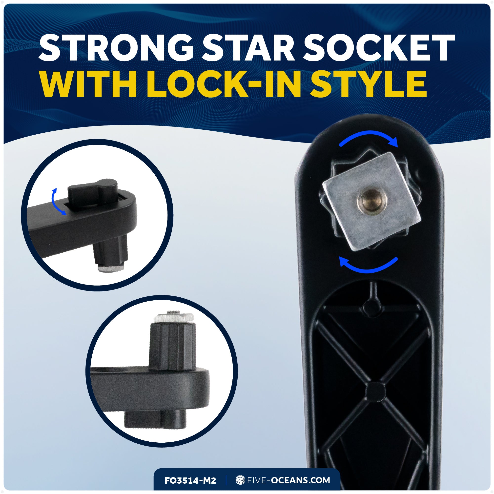 Universal Lock-in Style Winch Handle, 10" Black/Orange, 2-Pack - FO3743-M2 - Five Oceans