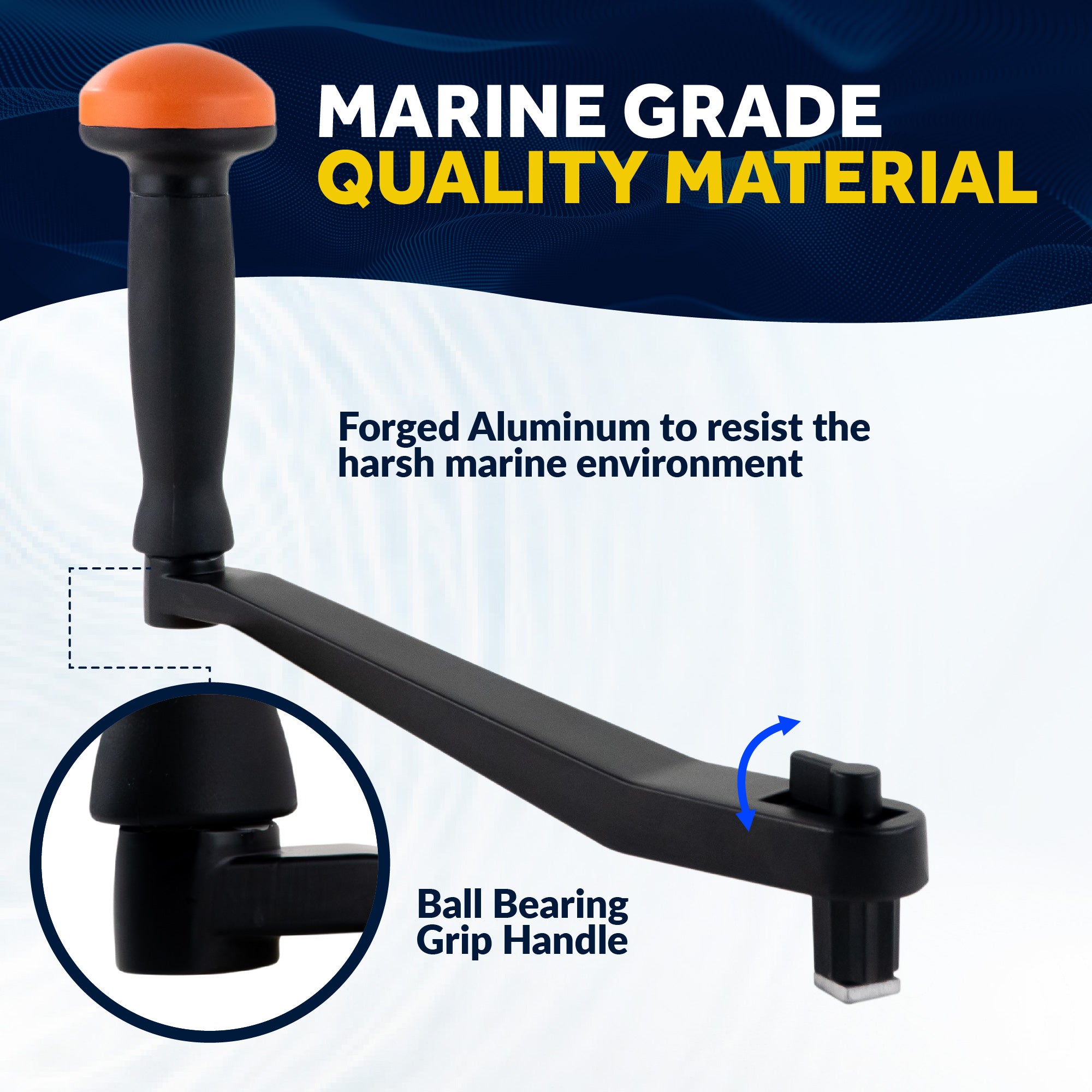 Universal Lock-in Style Winch Handle, 10" Black/Orange  - FO3743 - Five Oceans