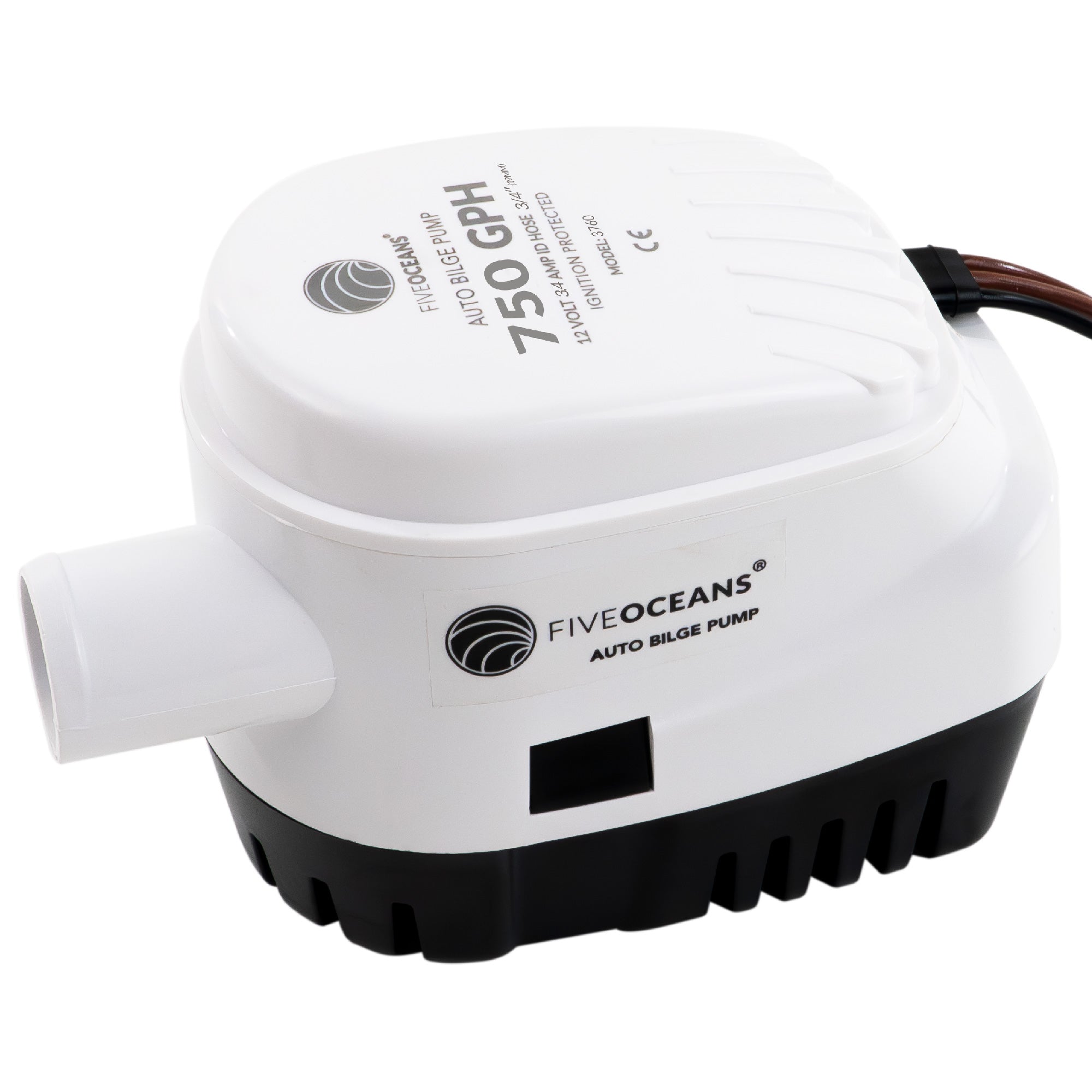 750 GPH / 2839 LPH Automatic Bilge Pump 12v, 3/4" (19mm) Interior Diameter Hose, 41" 18-Gauge Wire - FO3760