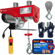 Electric Hoist, Hoist Pulley System, Pulley Hoist, 880 Lb Electric Winch 20FT Remote Control 120 V, Includes Working Gloves for Garage, Factory Lifting Emergency Stop Button - FO3781-C1 - Five Oceans