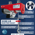 2200 Lb. Electric Hoist with 6Ft Cable Control & Working Gloves, 120V AC - FO-3782-C1 - Five Oceans