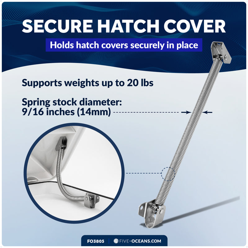 10" Hatch Lid Support Spring, Stainless Steel - FO3805 - Five Oceans