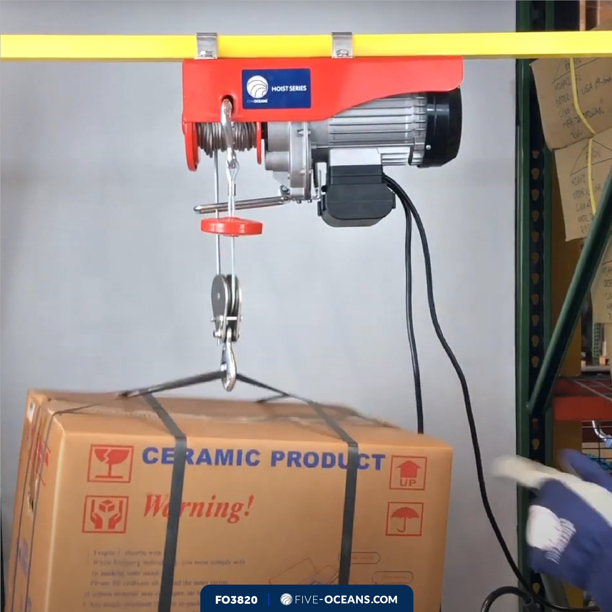 2200 Lb. Electric Hoist with 6Ft Cable Control, 120V AC - FO3820 - Five Oceans