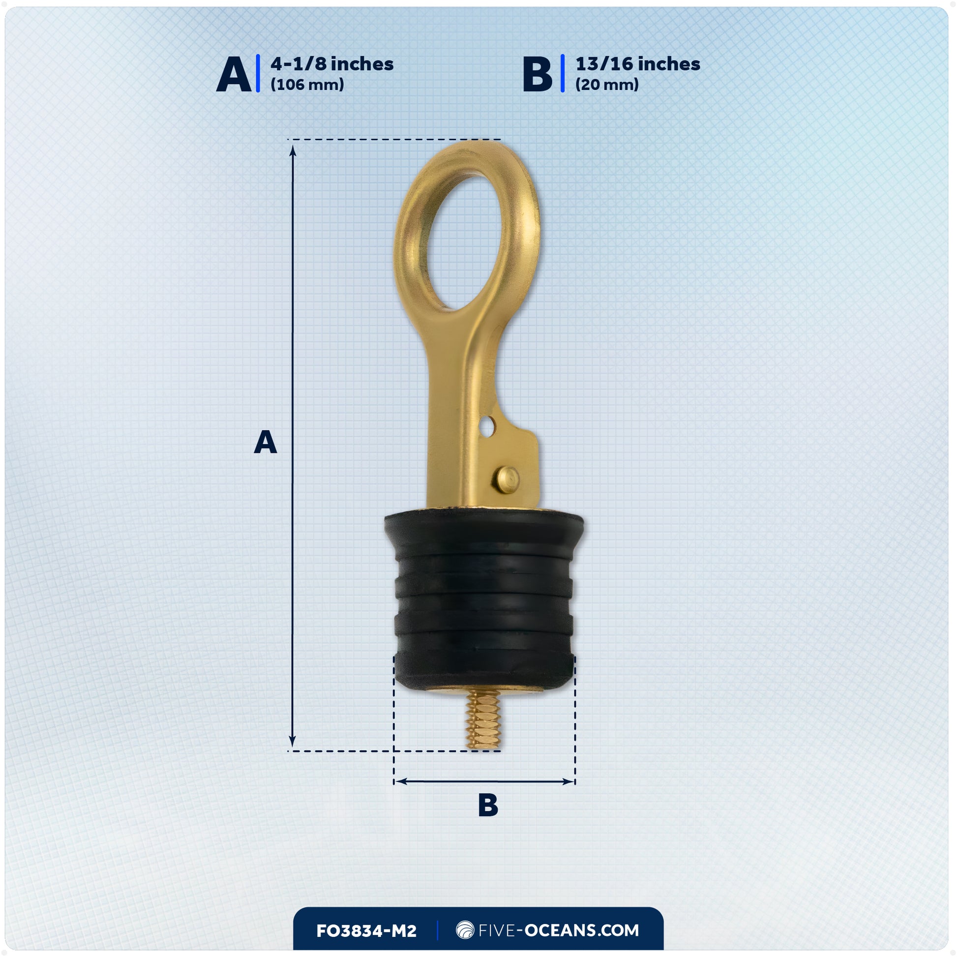 Snap-Handle Drain Plug for 1-1/4" Diameter Drains, 2-Pack - FO3834-M2 - Five Oceans