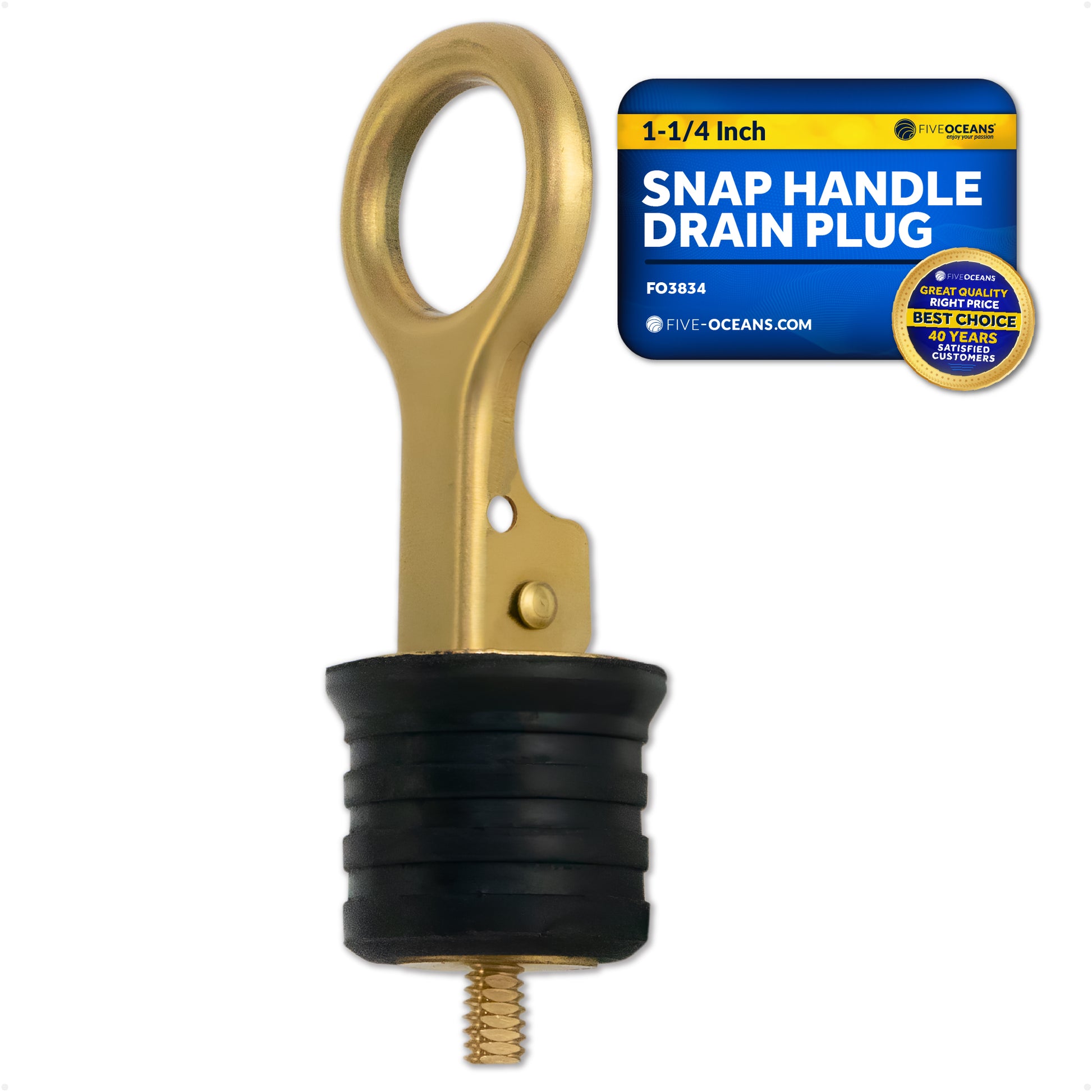 Snap-Handle Drain Plug for 1-1/4" Diameter Drains - FO3834 - Five Oceans