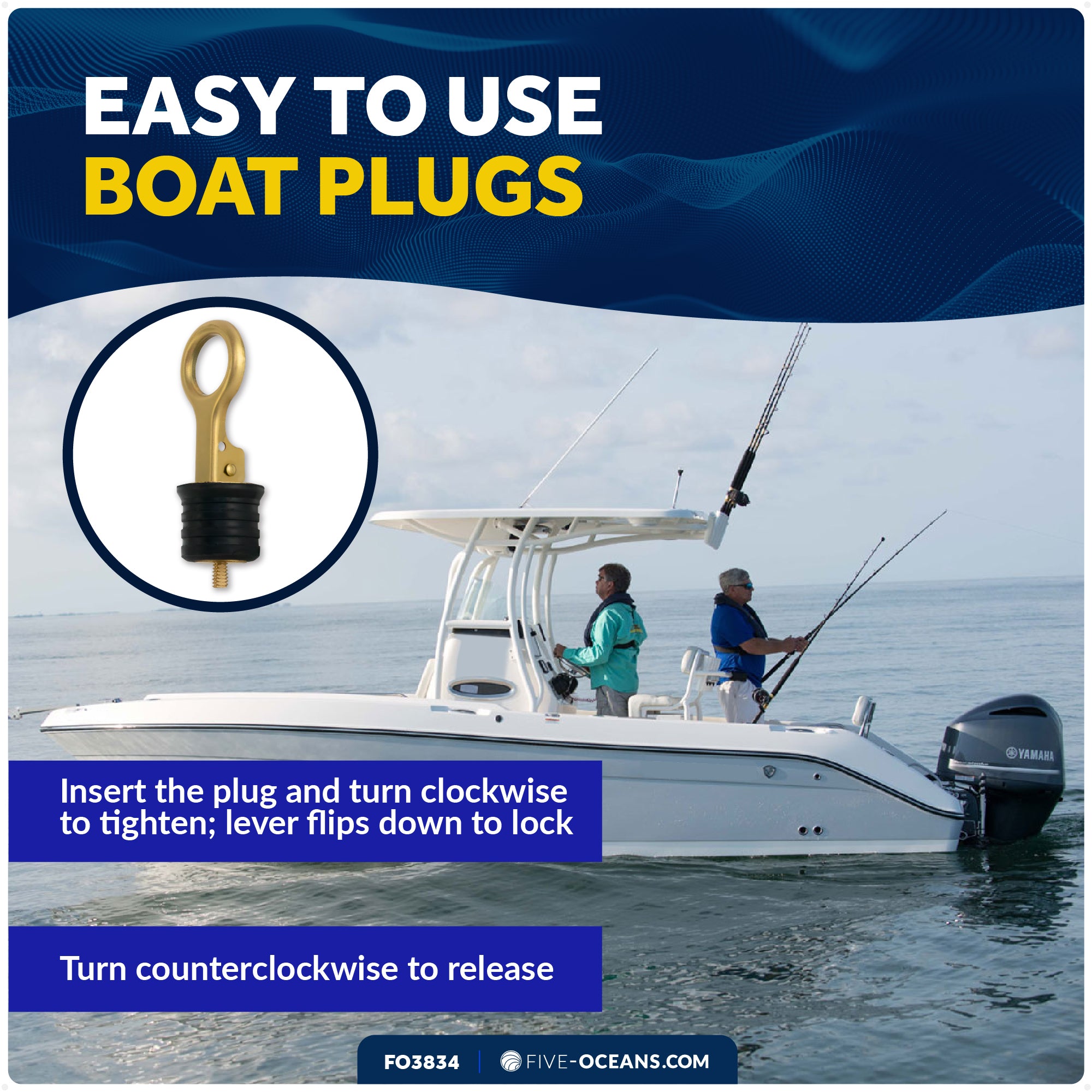 Snap-Handle Drain Plug for 1-1/4" Diameter Drains - FO3834 - Five Oceans