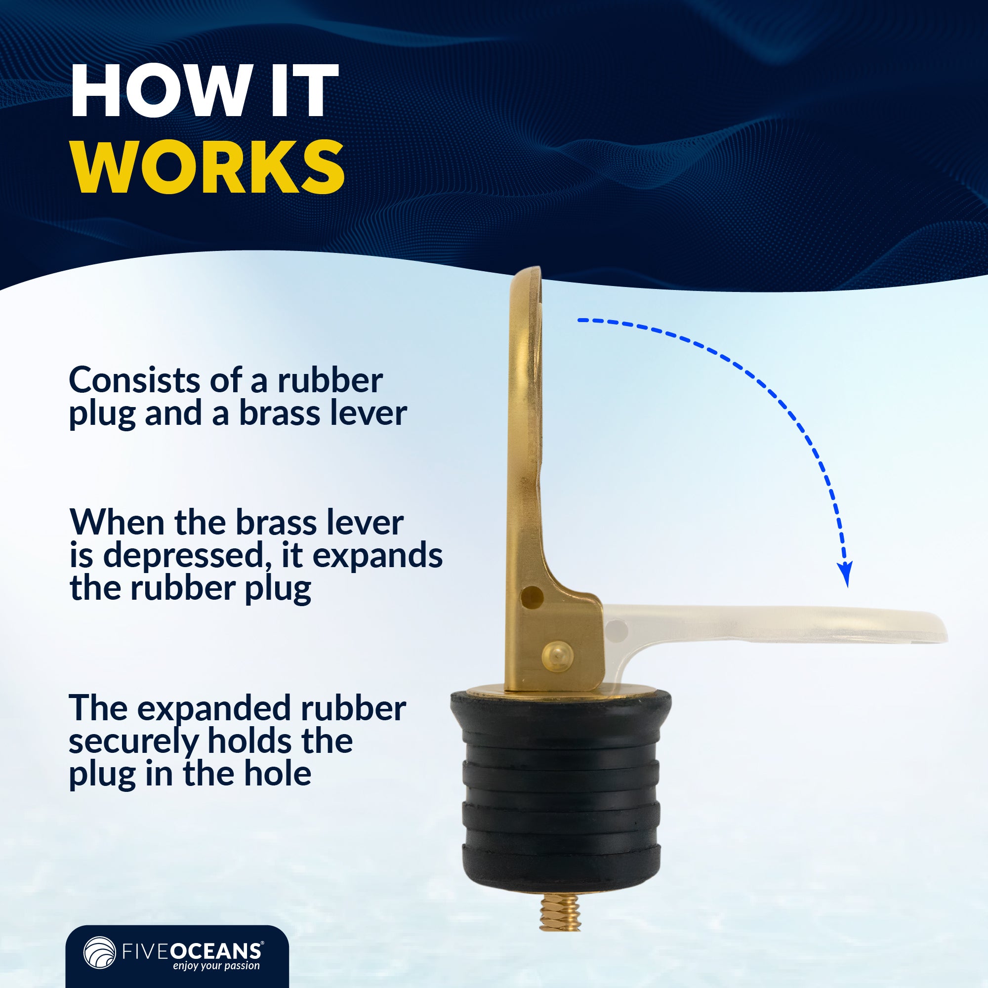 Snap-Handle Drain Plug for 1-1/4" Diameter Drains - FO3834 - Five Oceans