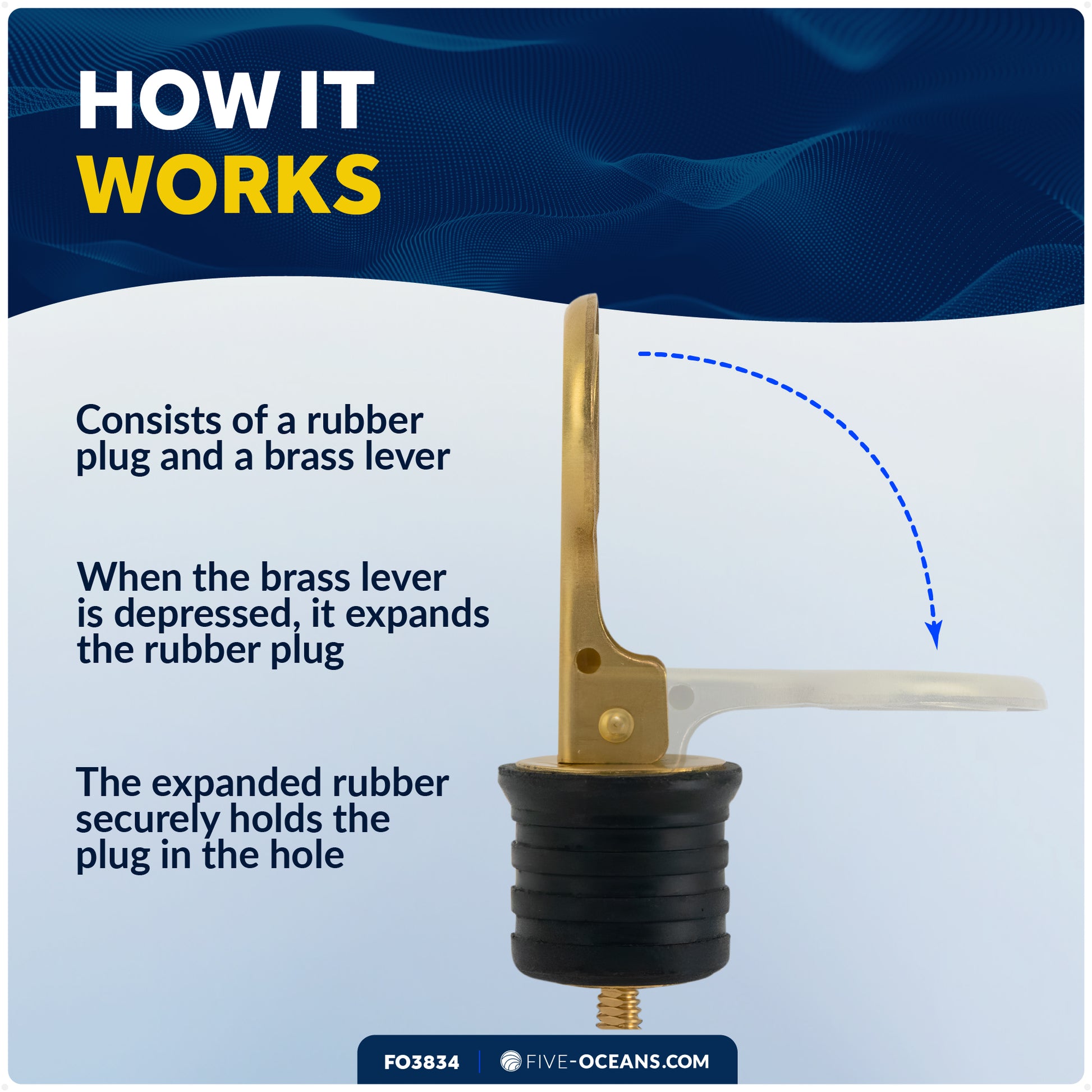 Snap-Handle Drain Plug for 1-1/4" Diameter Drains - FO3834 - Five Oceans