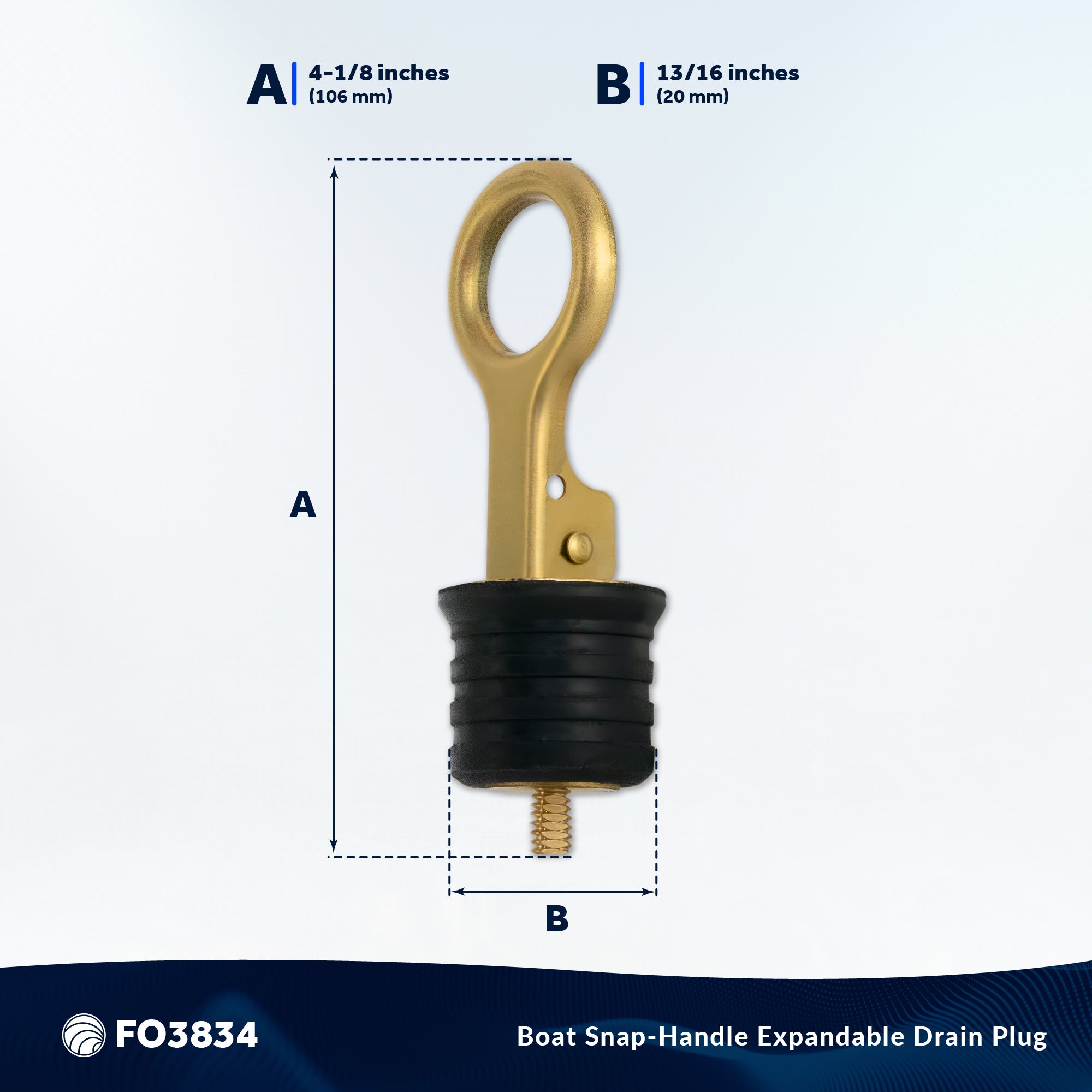 Snap-Handle Drain Plug for 1-1/4" Diameter Drains - FO3834 - Five Oceans