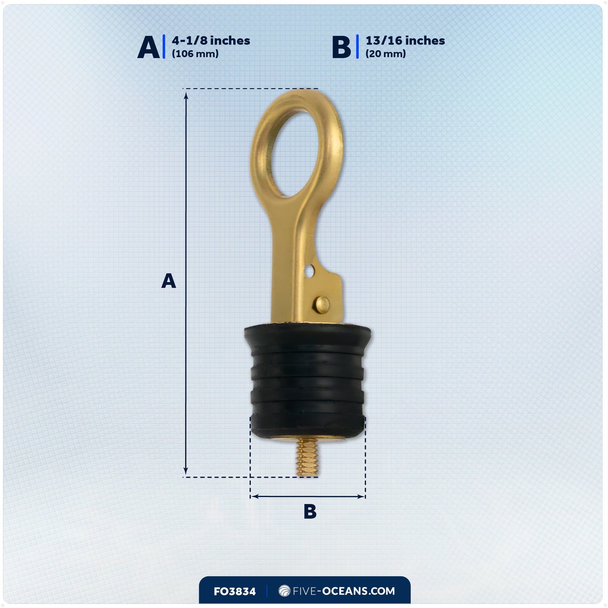 Snap-Handle Drain Plug for 1-1/4" Diameter Drains - FO3834 - Five Oceans