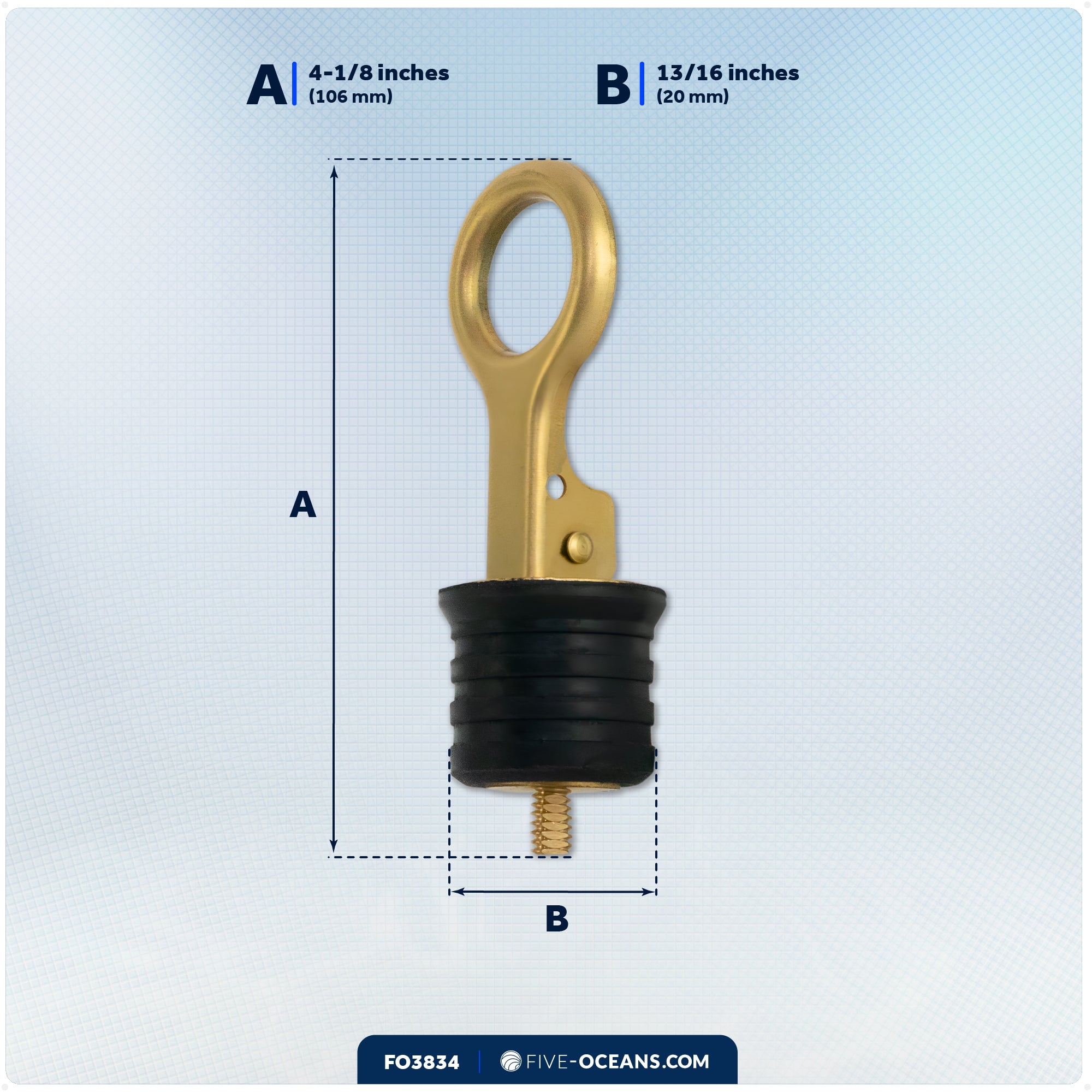 Snap-Handle Drain Plug for 1-1/4" Diameter Drains - FO3834 - Five Oceans