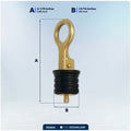 Snap-Handle Drain Plug for 1-1/4" Transom Hole, Rubber/Brass - FO3834 - Five Oceans