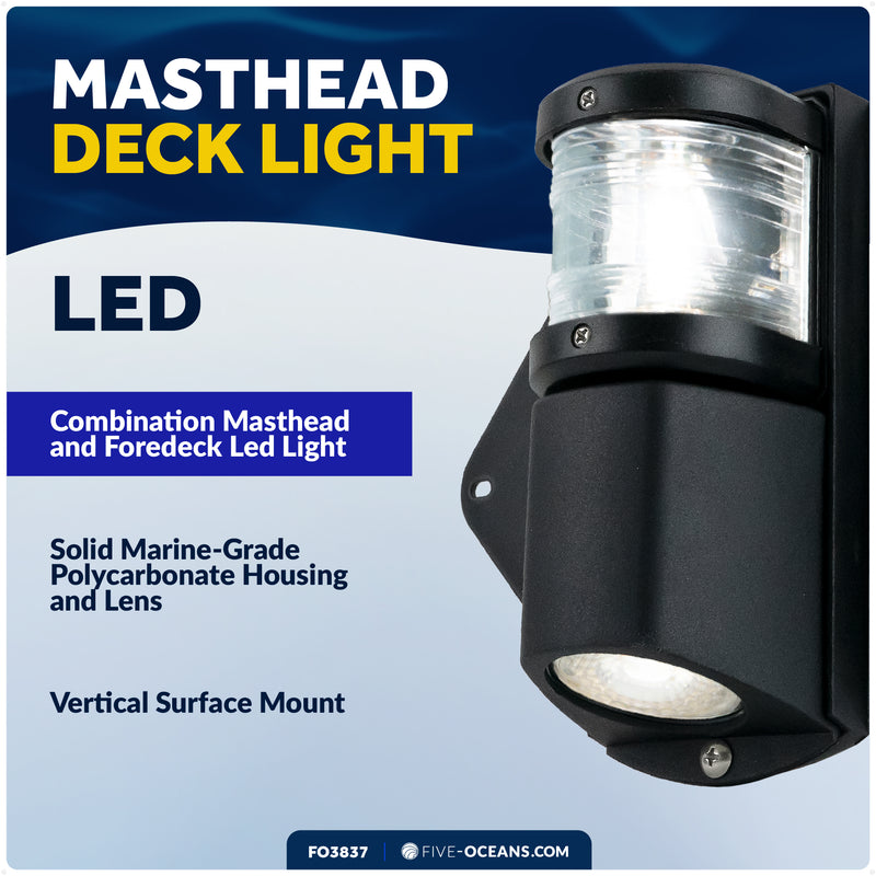 LED Combination Masthead Deck Light, 12V, Vertical Mount - FO3837 - Five Oceans