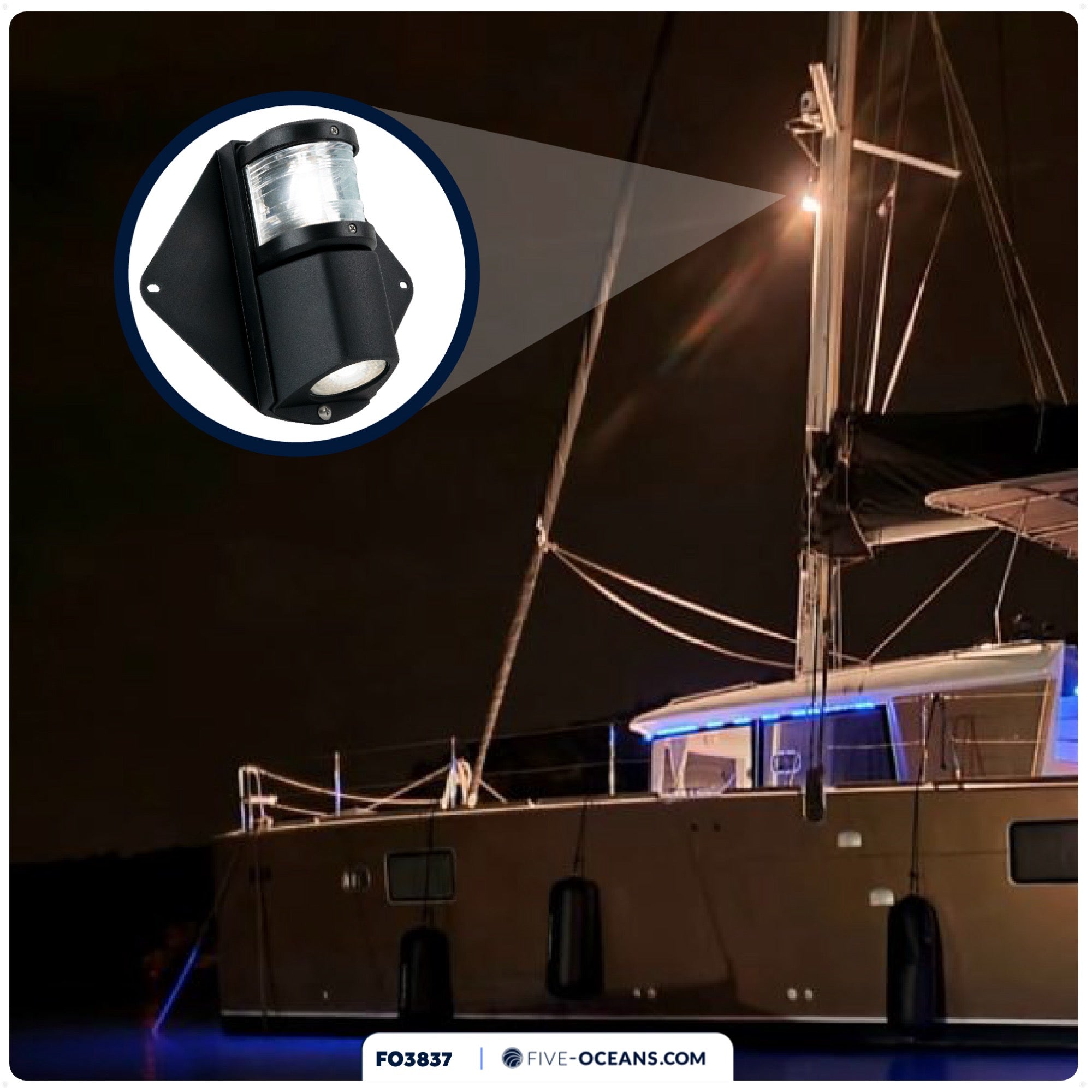 LED Combination Masthead Deck Light, 12V, Vertical Mount - FO3837 - Five Oceans