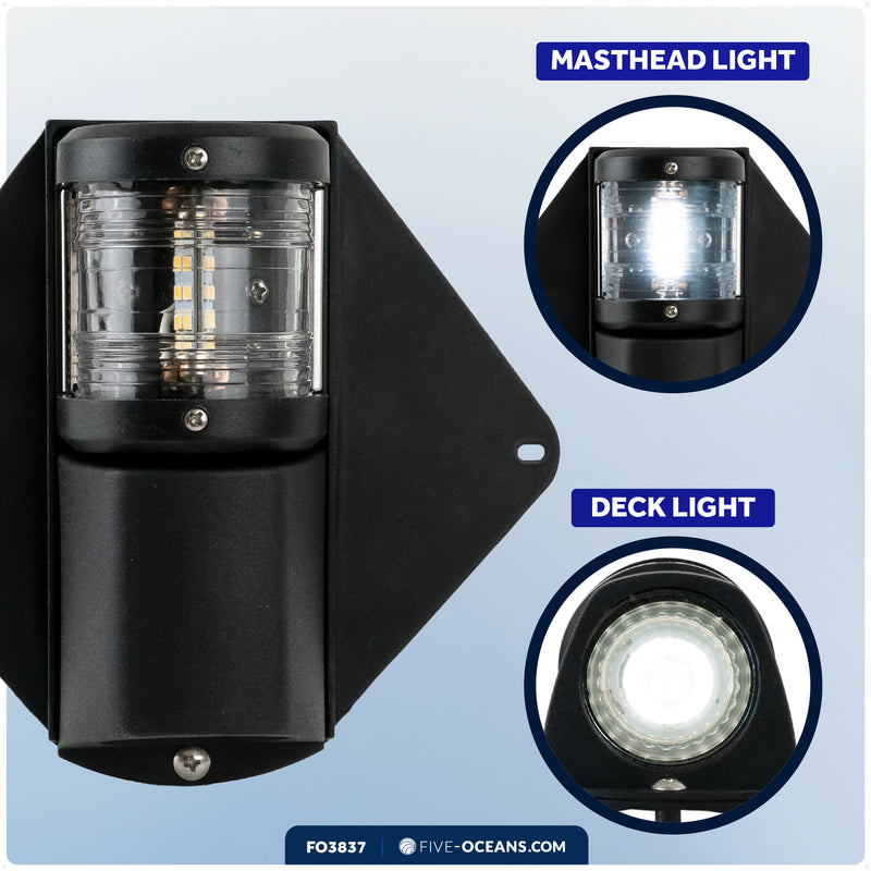 LED Combination Masthead Deck Light, 12V, Vertical Mount - FO3837 - Five Oceans