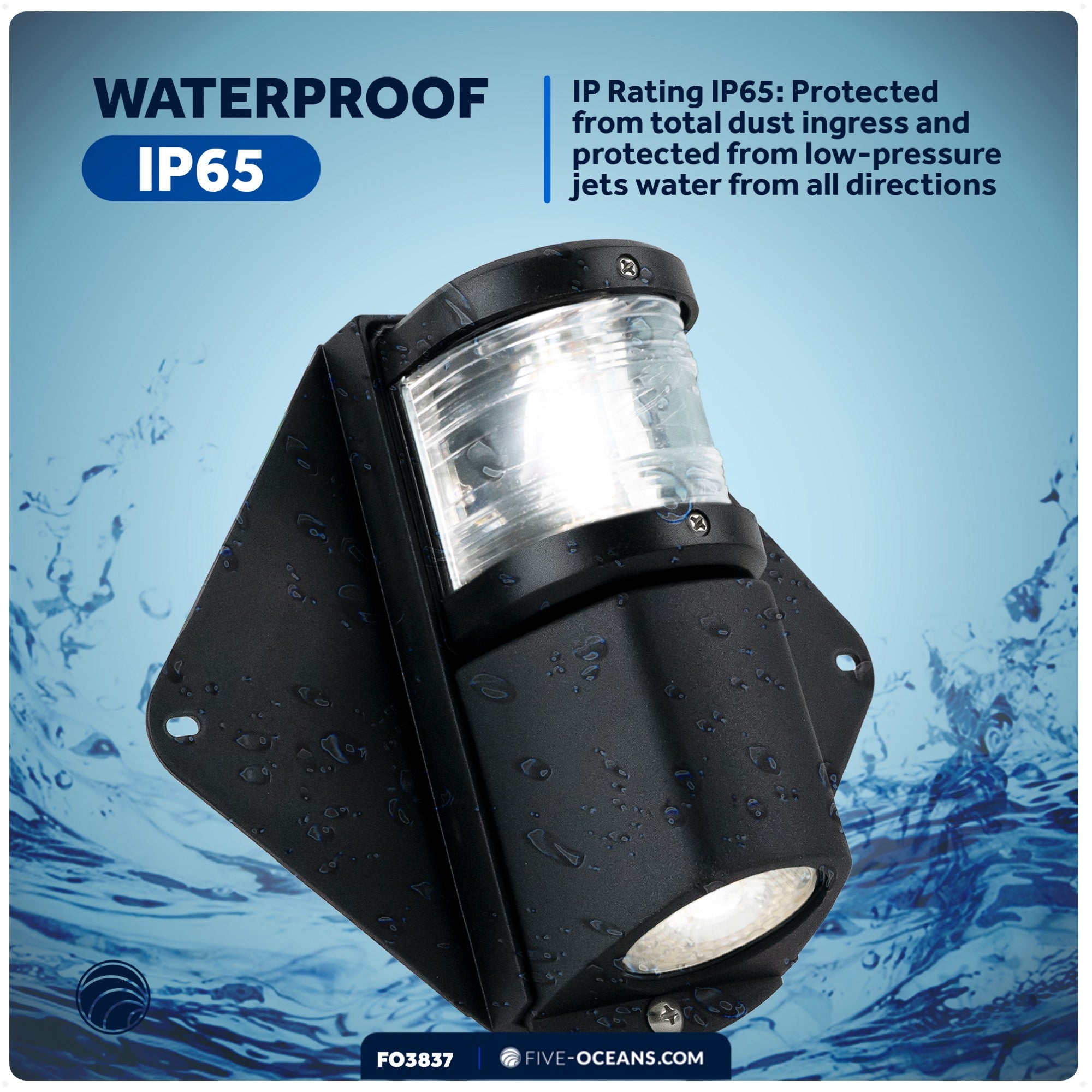 LED Combination Masthead Deck Light, 12V, Vertical Mount - FO3837 - Five Oceans