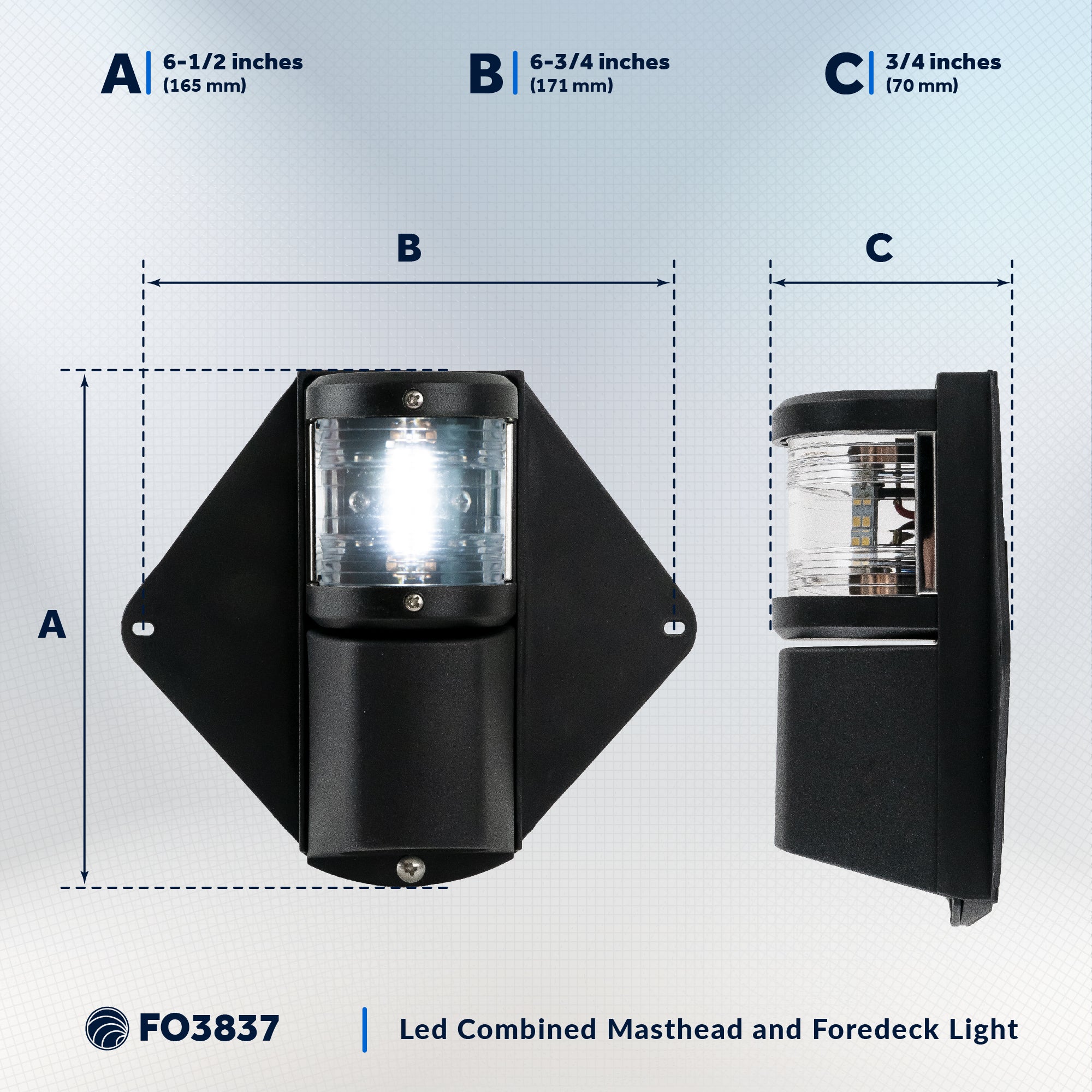 LED Combination Masthead Deck Light, 12V, Vertical Mount - FO3837 - Five Oceans