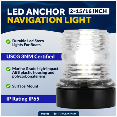 LED Anchor Navigation Light, Fixed Mount, 12V DC - 3NM