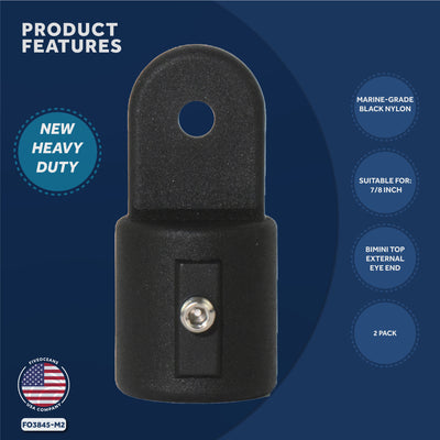 Bimini Top Hardware 7/8" External End Eye, Black Nylon - 2-Pack - FO3845-M2 - Five Oceans