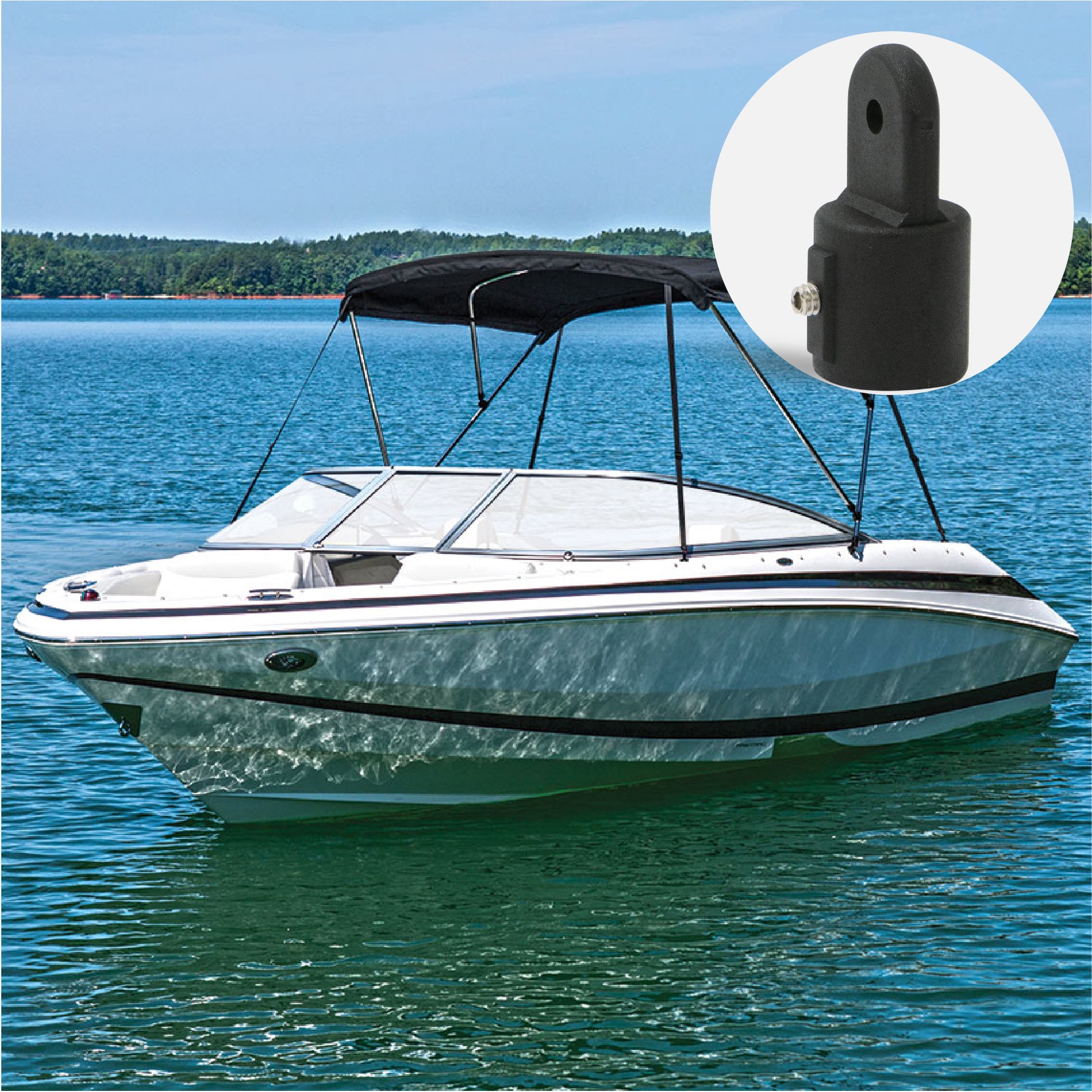 Bimini Top Hardware 7/8" External End Eye, Black Nylon - 4-Pack - FO3845-M4 - Five Oceans