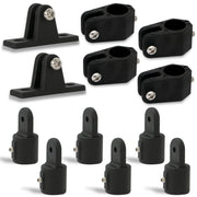 2 Bow Bimini Top Hardware Set 8 Piece, Fitting Fit 7/8", Black Nylon - FO3847-C2 - Five Oceans