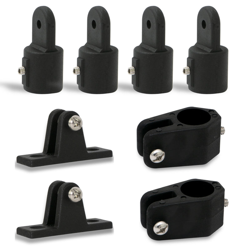 7/8" Tubing - 2-Bow Bimini Top Hardware Set, 8-Piece, Black Nylon - FO3847-C2 - Five Oceans