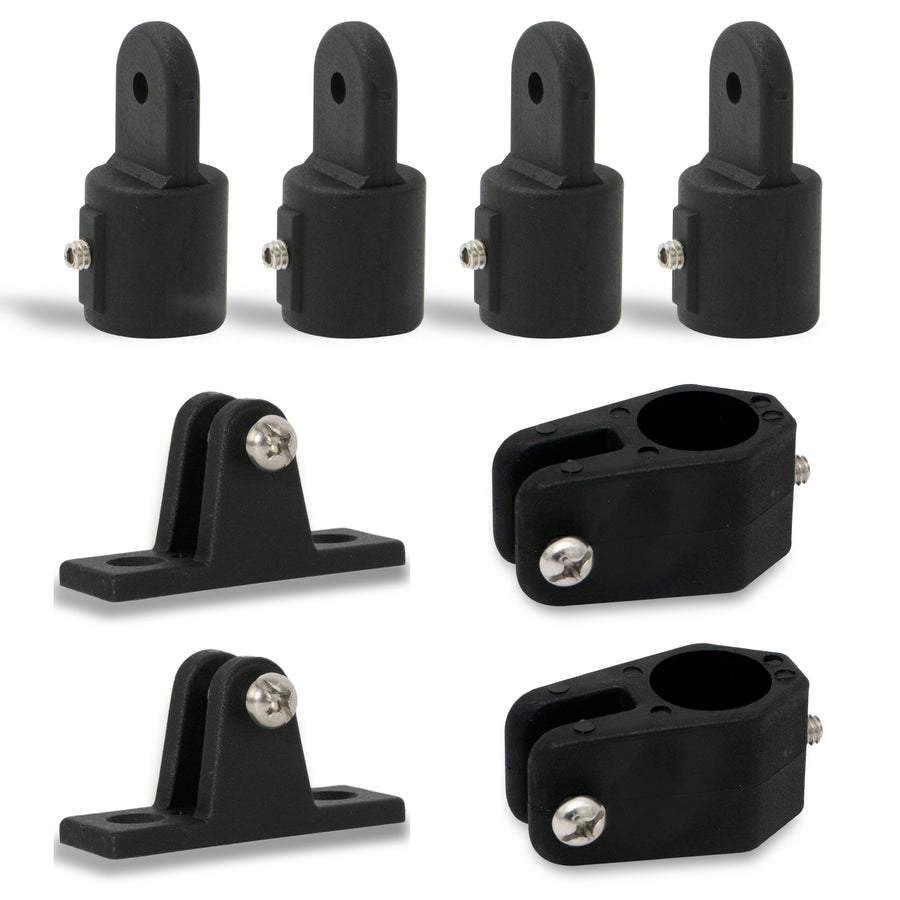 7/8" Tubing - 2-Bow Bimini Top Hardware Set, 8-Piece, Black Nylon - FO3847-C2 - Five Oceans