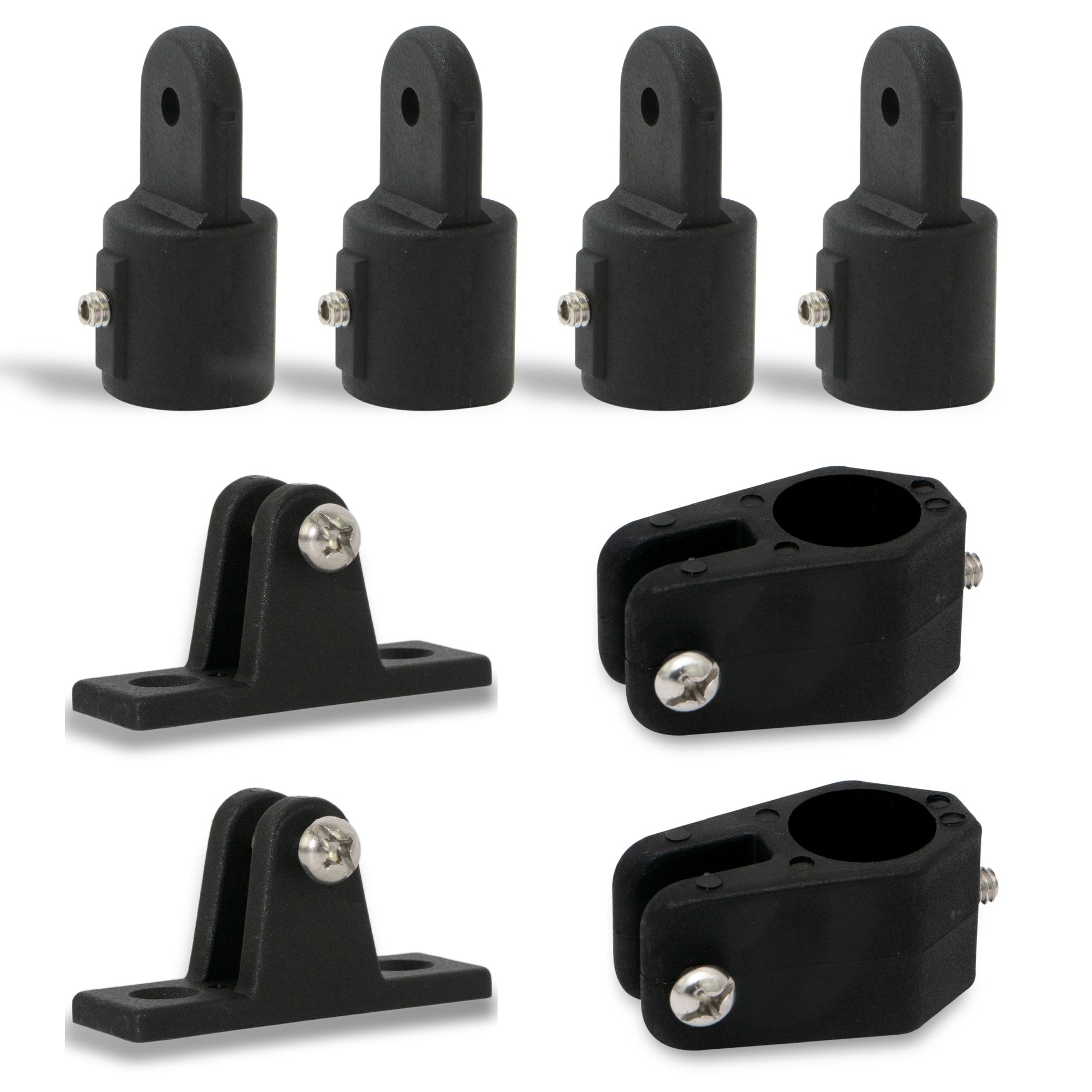 7/8" Tubing - 2-Bow Bimini Top Hardware Set, 8-Piece, Black Nylon - FO3847-C2 - Five Oceans