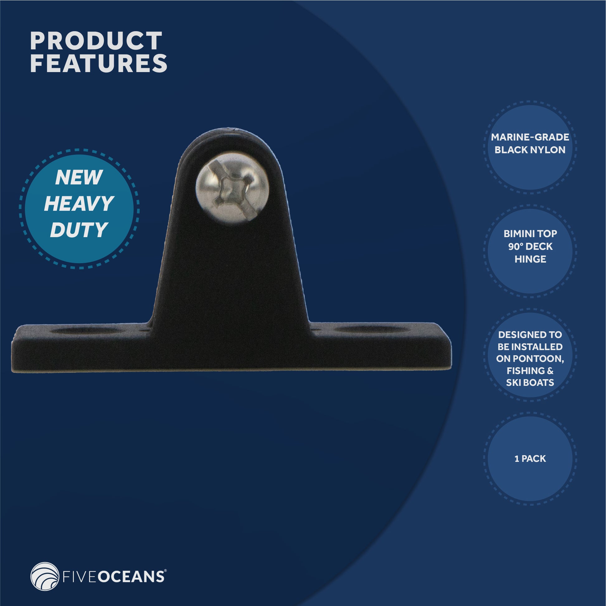 7/8" Tubing - 2-Bow Bimini Top Hardware Set, 8-Piece, Black Nylon - FO3847-C2 - Five Oceans