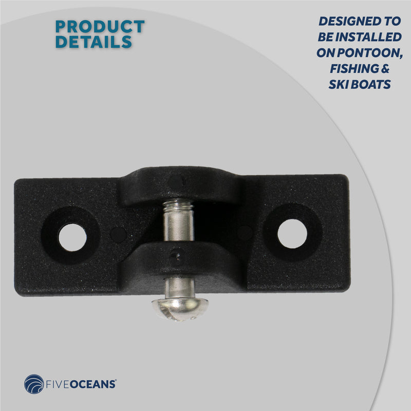 Bimini Top Hardware 90 Degree Deck Hinge with Screw Pin, Black Nylon - 2-Pack - FO3847-M2 - Five Oceans