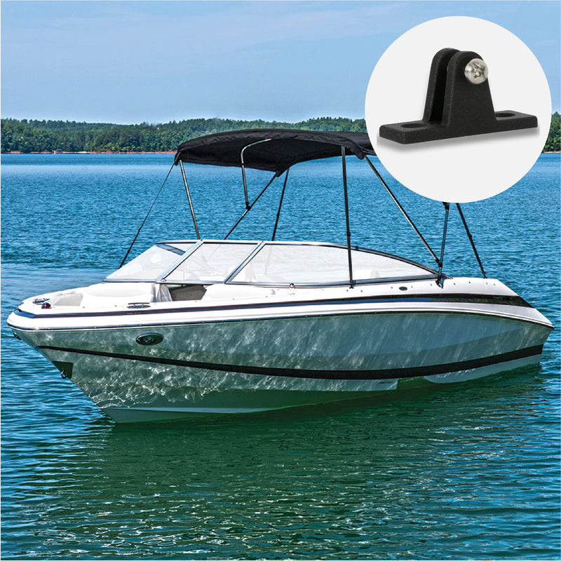 Bimini Top Hardware 90 Degree Deck Hinge with Screw Pin, Black Nylon - 2-Pack - FO3847-M2 - Five Oceans