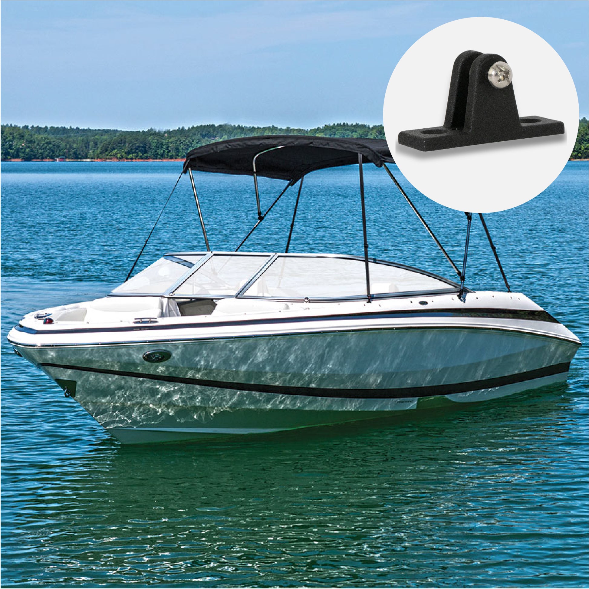 Bimini Top Hardware 90 Degree Deck Hinge with Screw Pin, Black Nylon - FO3847 - Five Oceans
