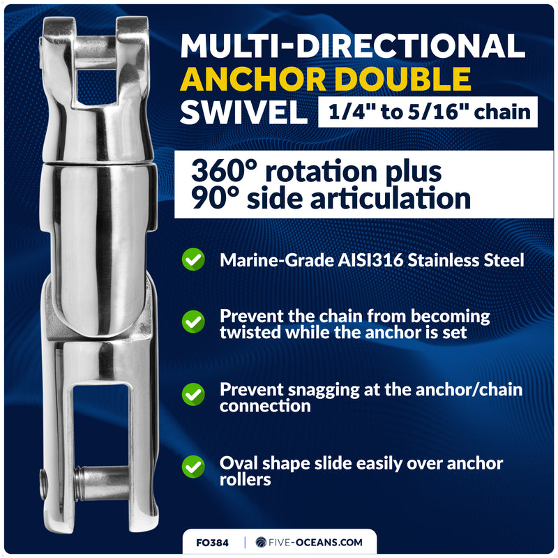 Multidirectional Boat Anchor Swivel for 1/4" to 5/16" Chain, Stainless Steel – FO384