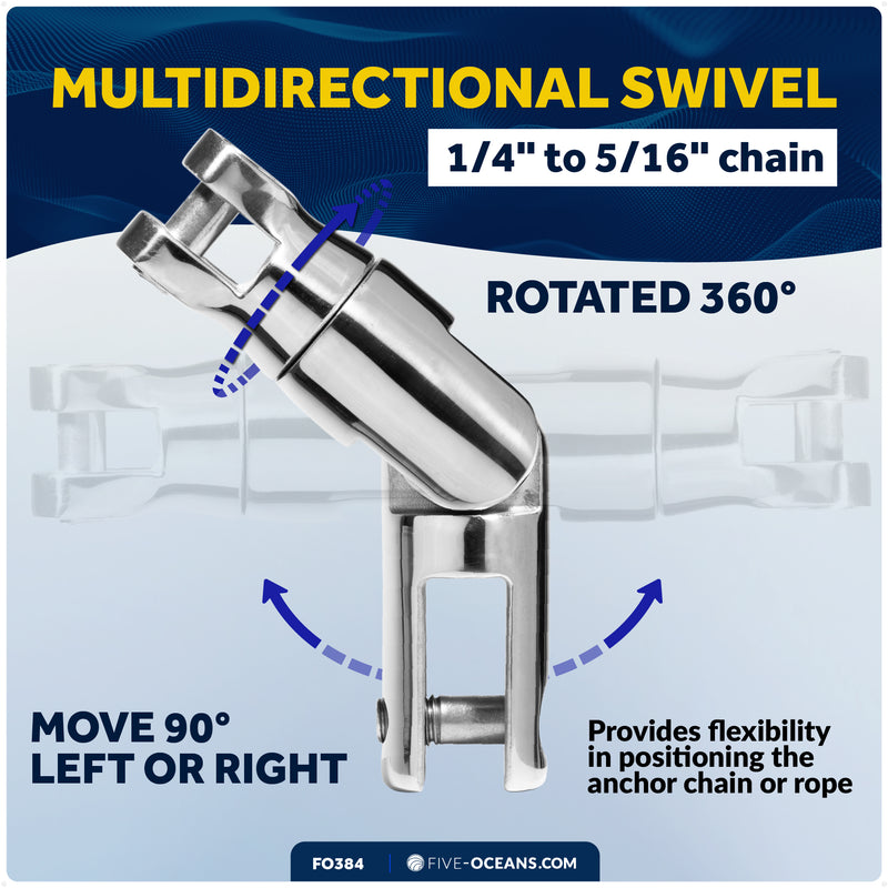 Multidirectional Boat Anchor Swivel for 1/4" to 5/16" Chain, Stainless Steel – FO384