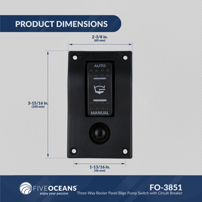 Bilge Pump Switch 3-Way Rocker 12-Volts, 2-Pack - FO3851-M2 - Five Oceans