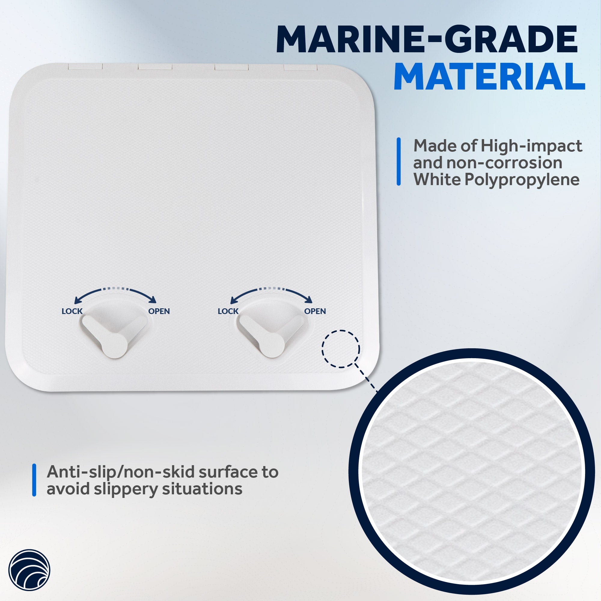 Boat Access Hatch, 20-3/8" x 18-1/16" Recessed Handle Locking System, White - FO3863 - Five Oceans