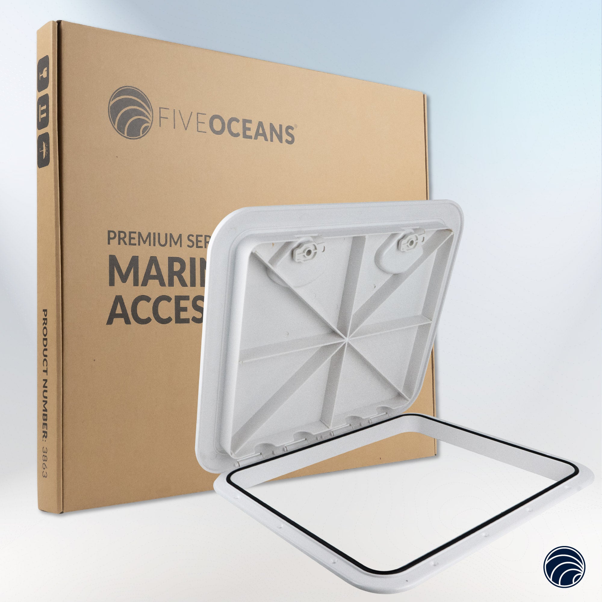 Boat Access Hatch, 20-3/8" x 18-1/16" Recessed Handle Locking System, White - FO3863 - Five Oceans
