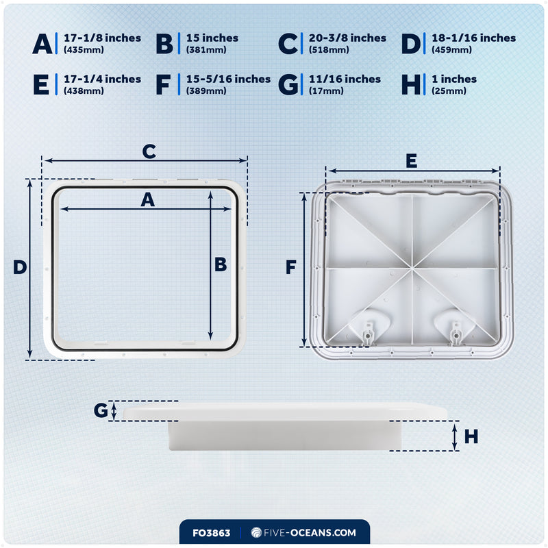 Access Hatch, 20-3/8" x 18-1/16", White - FO3863 - Five Oceans