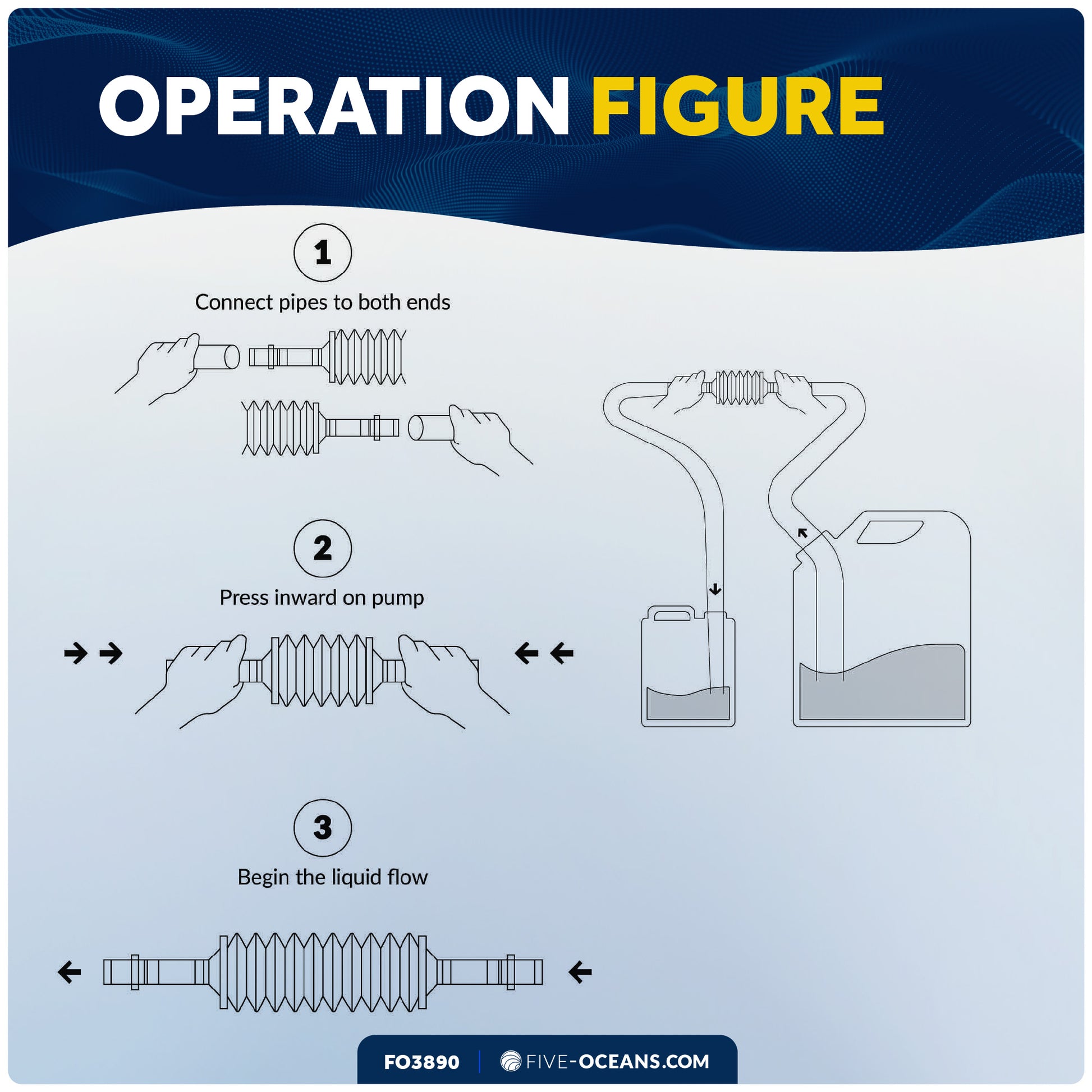 Fuel Transfer Pump Mini Siphon Manual Sucker Set - FO3890 - Five Oceans